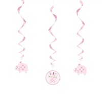 Pendentes decorativos Pink Elephant Floral de 16 cm - 3 unidades