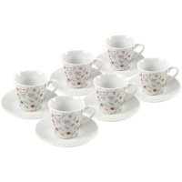 Caneca de café de 90 ml com flores coloridas - 6 doses