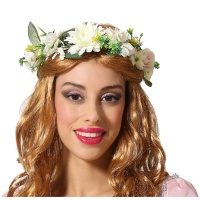 Bandolete de flores brancas com folhas