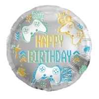 Balão de jogos de vídeo Happy Birthday 45 cm - Folat
