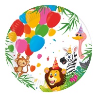 Pratos de Animais Selva Party de 23 cm - 8 unidades