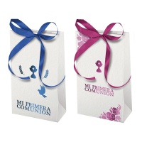 Caixa para presente de 12,5 x 6,5 x 4,3 cm com laço de Comunhão menino ou menina - 2 unidades