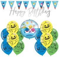 Pack Decoração Festa Tubarão Bebé - 15 Peças