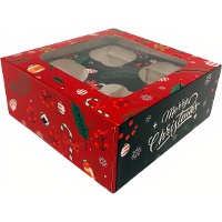 Caixa para 4 cupcakes de Natal Feliz Natal