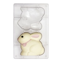 Molde de coelho para chocolate de 9,4 x 8 cm - Decora - 2 cavidades