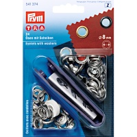 Ilhós e argolas de latão de 0,8 cm com ferramenta - Prym - 24 unid.