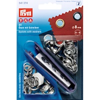 Ilhós e argolas de latão de 0,8 cm com ferramenta - Prym - 24 pcs.