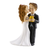 Figura para bolo de casamento de casal com taça de 16 cm