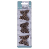 Figuras de madeira de silhuetas de borboletas 4 cm - Artis decor - 9 unidades