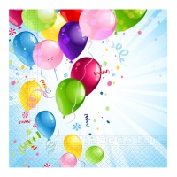 Guardanapos de festa com balões multicoloridos 16,5 x 16,5 cm - 20 unidades