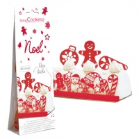 Toppers de tronco de Natal e contorno de Natal vermelho - Scrapcooking - 5 unid.