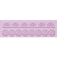 Molde de silicone retangular 16,5 x 5cm com bordas florais - Artis decor