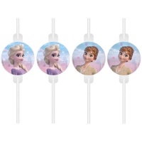 Palhinhas de Frozen lilás de 22 cm - 4 unidades