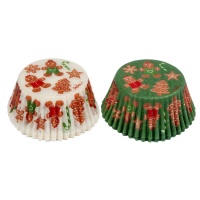 Formas para cupcakes com figuras de Natal em branco e verde - Decora - 36 unidades