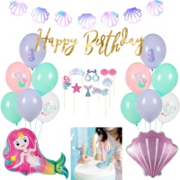 Pack Decoração Festa Sereia - 27 Peças