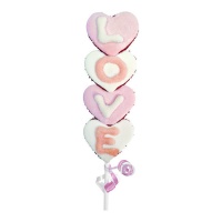 Espeto de corações de marshmallow Love branco e cor-de-rosa de 40 g