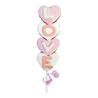 Espeto de corações de marshmallow Love branco e cor-de-rosa de 40 g