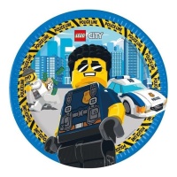 Pratos de Lego Polícia de 23 cm - 8 unidades