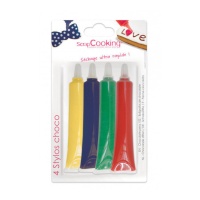 Conjunto de 25 gr de canetas de decoração de cor primária com sabor a chocolate - Scrapcooking - 4 unidades