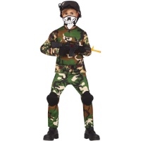 Fato militar com armadura de esqueleto para crianças