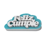 Figura de cortiça de feliz aniversário com nuvem azul 22 x 40 cm