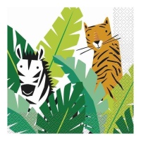 Guardanapos de animais Aventura Safari de 16,5 x 16,5 cm - 16 unidades