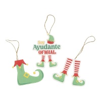 Pendentes de Elfo Ajudante de Natal em feltro - 3 unidades