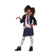 Disfarce de uniforme de estudante zombie para menina