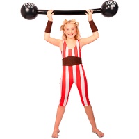 Fantasia de forçudo vermelho e branco para menina