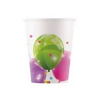 Copos de balão brilhantes 200ml - 8 unid.