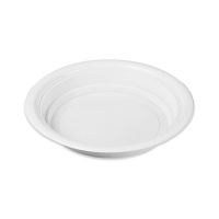 Pratos de sopa redondos de plástico branco de 20,5 cm - 25 unid.