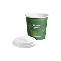 Copos de cartão verde de 120 ml com tampa com orifício - 25 unid.