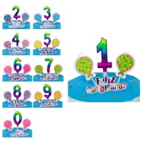Conjunto de velas numéricas com balões e sinal - 4 peças.
