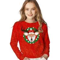 Suéter de Natal de rena com glitter infantil