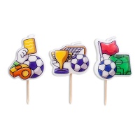 Velas de futebol com jogadas - 3 unidades