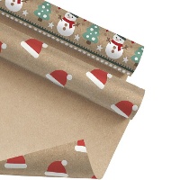 Papel de presente de Papai Noel ou boneco de neve de 2 x 0,70 m - 1 unidade