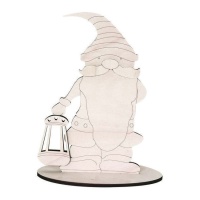 Figura de madeira de gnomo com lanterna 15 x 12 cm - Artis decor