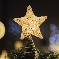 Estrela da árvore branca com luz 15 cm