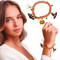 Pulseira de Halloween com figuras laranja
