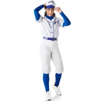Fato de jogador de basebol para mulher.