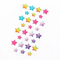 Autocolantes multicoloridos em forma de estrela 3D - 28 pcs.