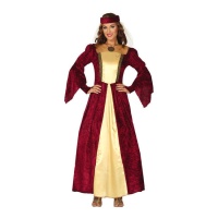 Fantasia de cortesã medieval com véu para mulher