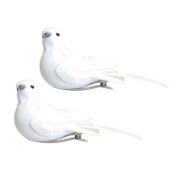 Conjunto de pássaros brancos médios com pinças - 2 peças