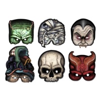 Máscaras de cartão de monstros horripilantes - 6 peças