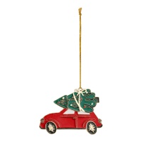 Pendente de metal para carro com árvore de Natal 9 x 6,5 cm