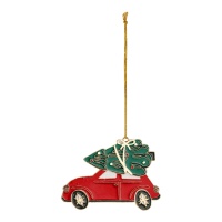 Pendente de metal para carro com árvore de Natal 9 x 6,5 cm
