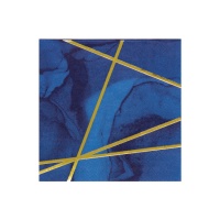 Guardanapos azul-marinho e dourados 16,5 x 16,5 cm - 16 unid.