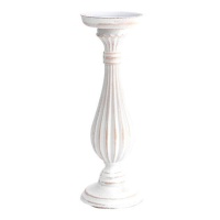 Castiçal de madeira branco 28 cm - Dcasa