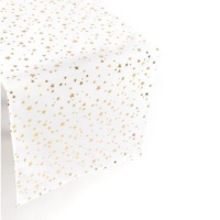Caminho de mesa branco com estrelas douradas de 0,45 x 1,50 m - 1 unidade