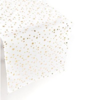 Corredor de mesa 45 cm branco com estrelas douradas - 1,50 m
